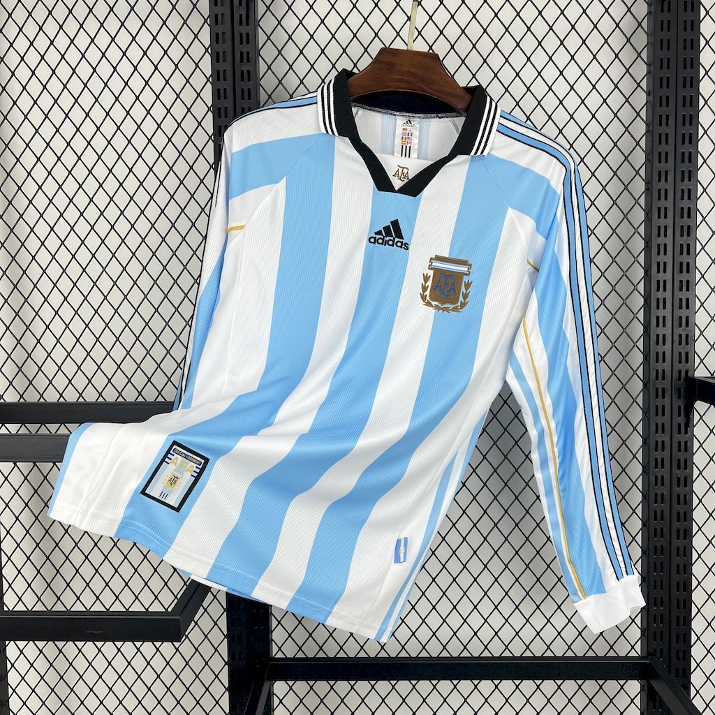 Camiseta Argentina 1998 Manga Larga - Local - Retro
