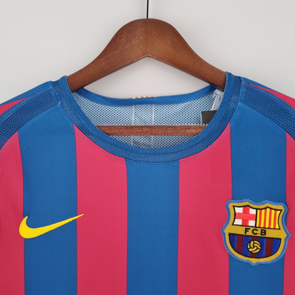 Camiseta Barcelona 2005-06 Manga Larga - Local - Retro