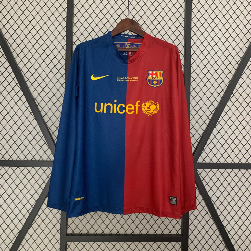 Camiseta Barcelona 2008-09 Manga Larga - Local - Retro