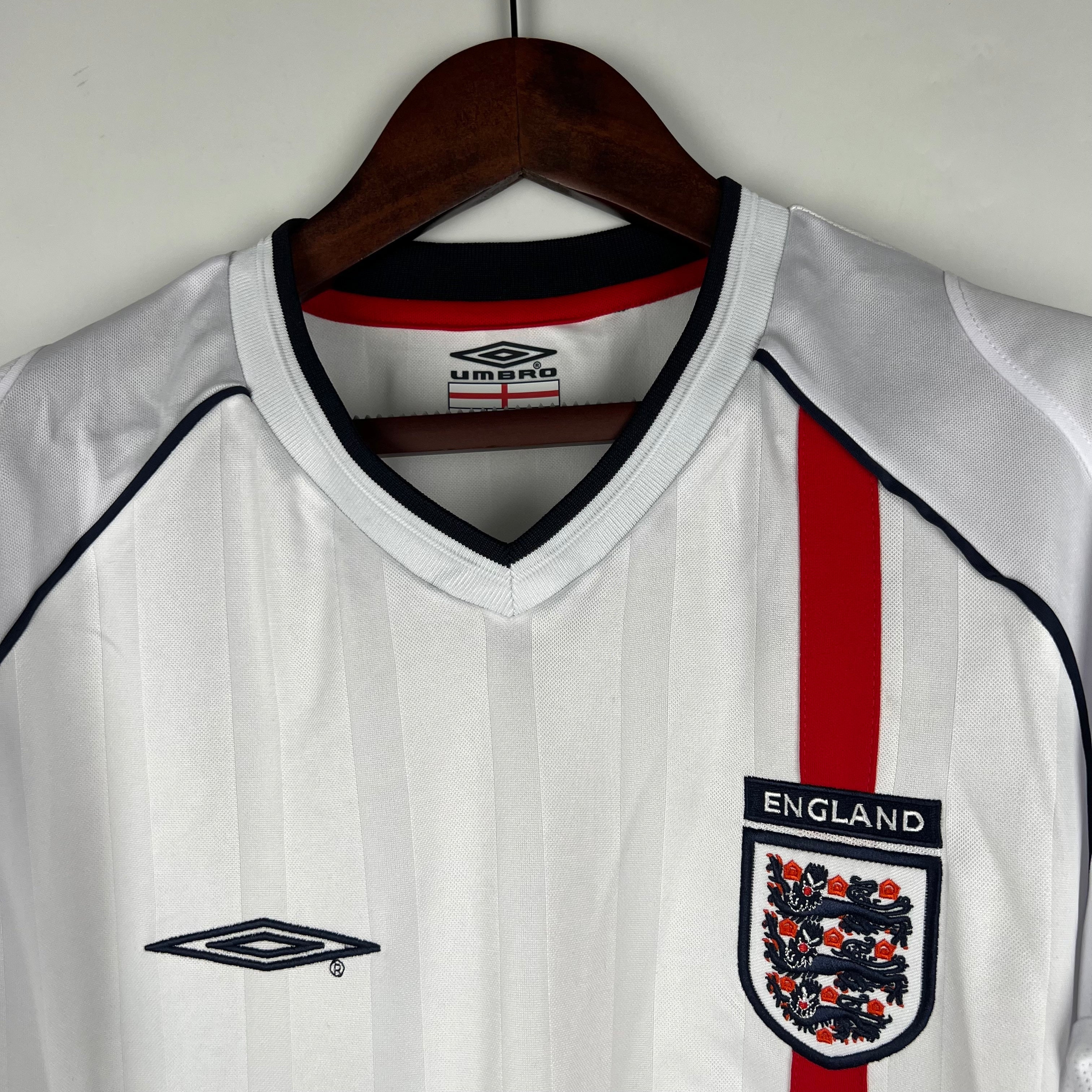 Camiseta Inglaterra 2002 Manga Larga - Local - Retro