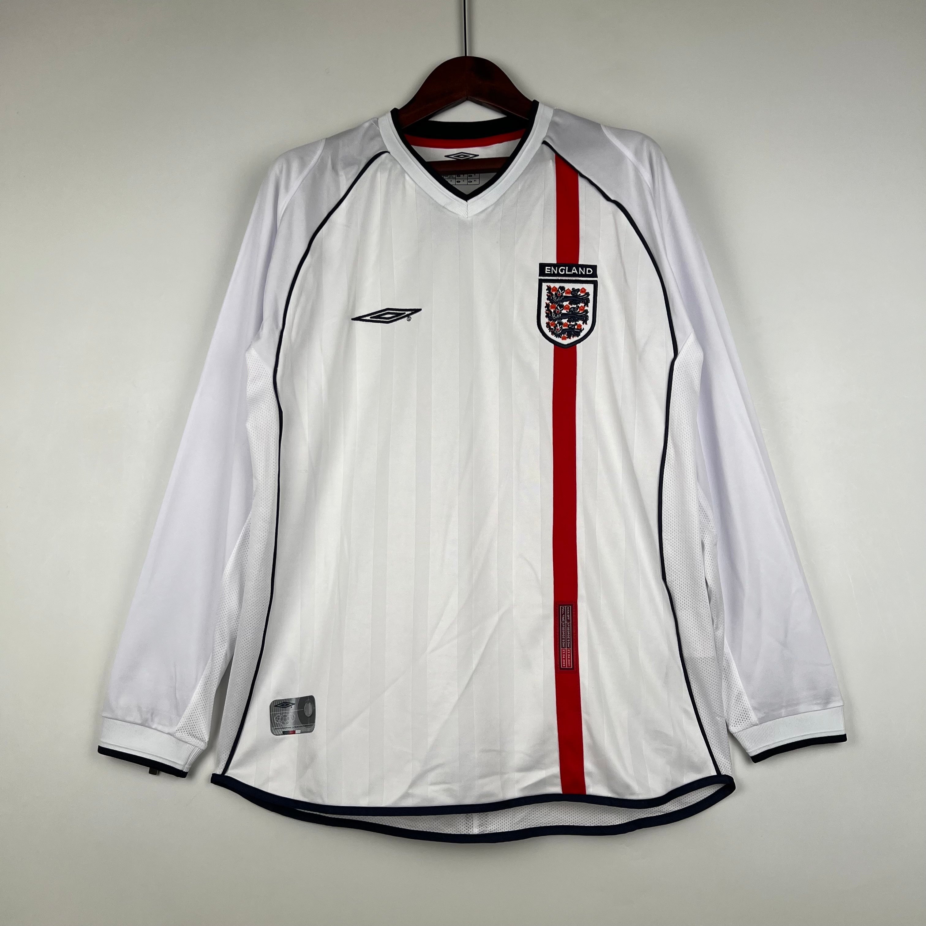 Camiseta Inglaterra 2002 Manga Larga - Local - Retro