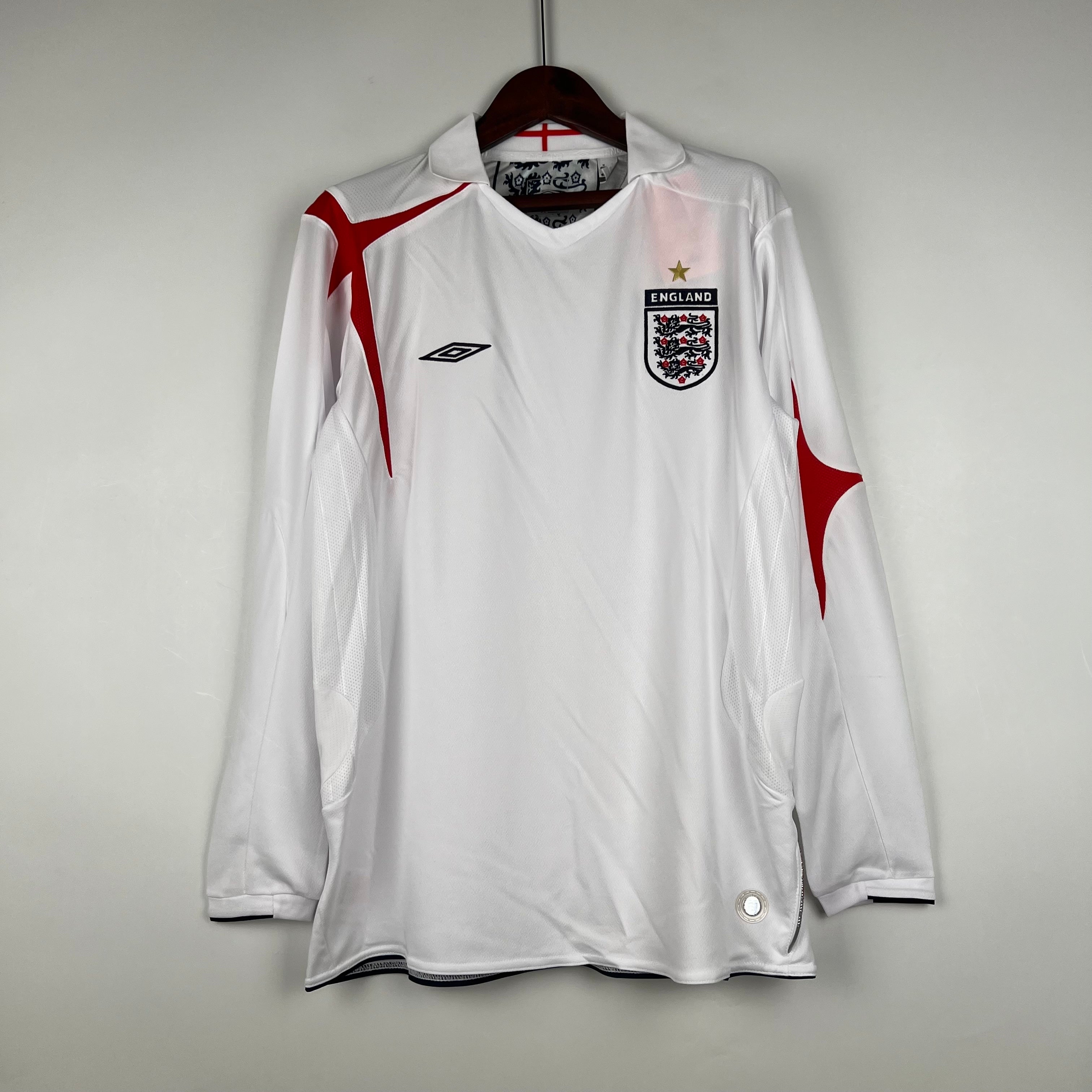 Camiseta Inglaterra 2006 Manga Larga - Local - Retro